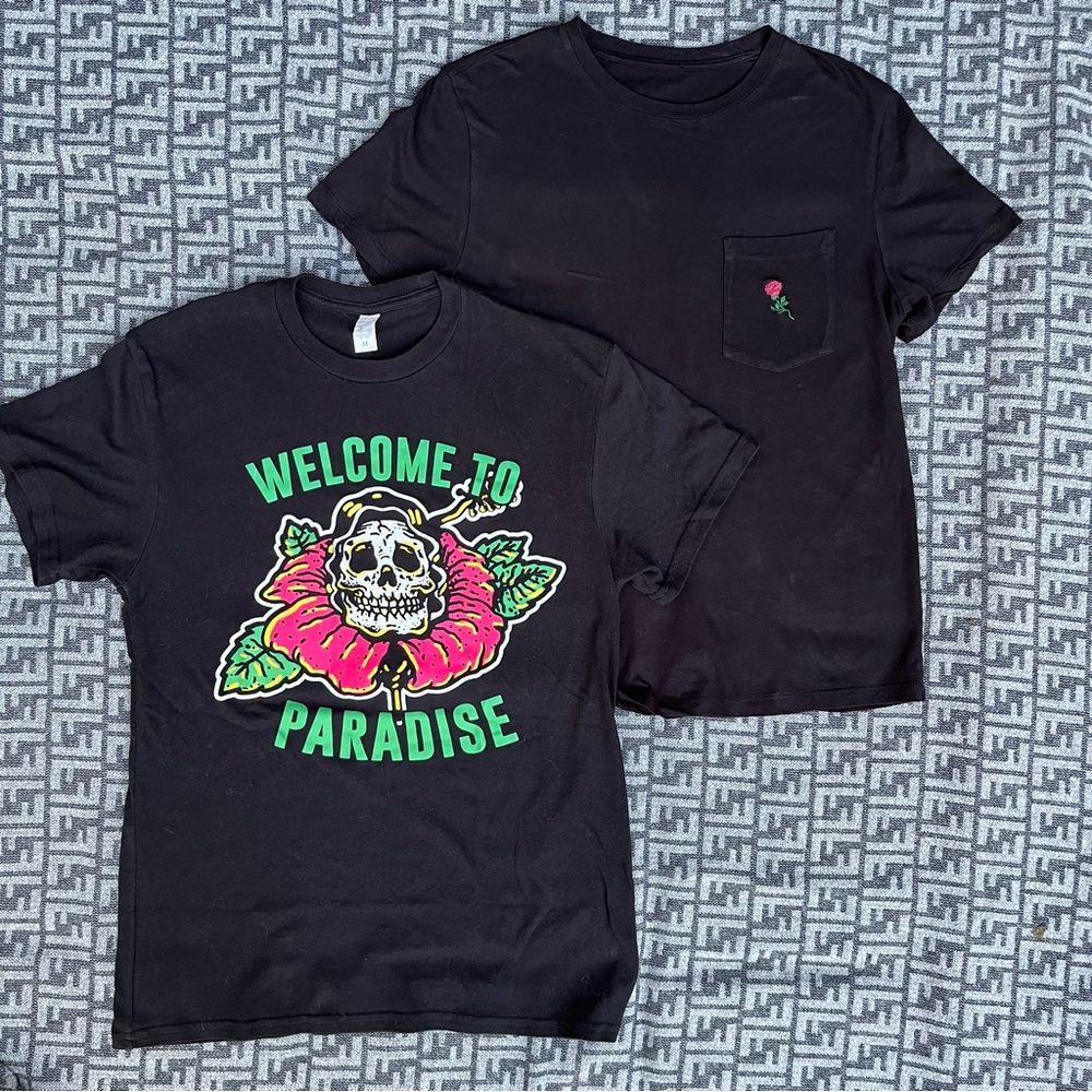 WELCOME TO PARADISE - BUNDLE OF (2) S/S T-SHIRTS - Black - S/M - Unisex